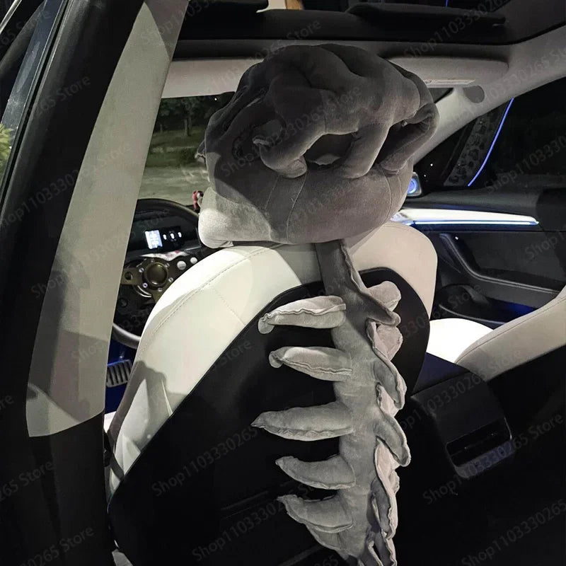 Dinosaur Skeleton Car Headrest Cover – Decorative Interior Seat Accessory