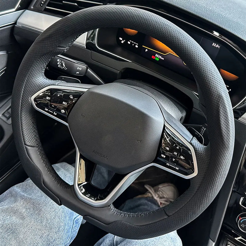 Universal D-shaped Leather Car Steering Wheel Cover