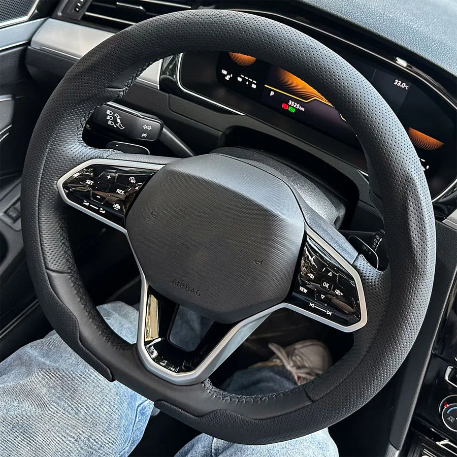 Universal D-shaped Leather Car Steering Wheel Cover