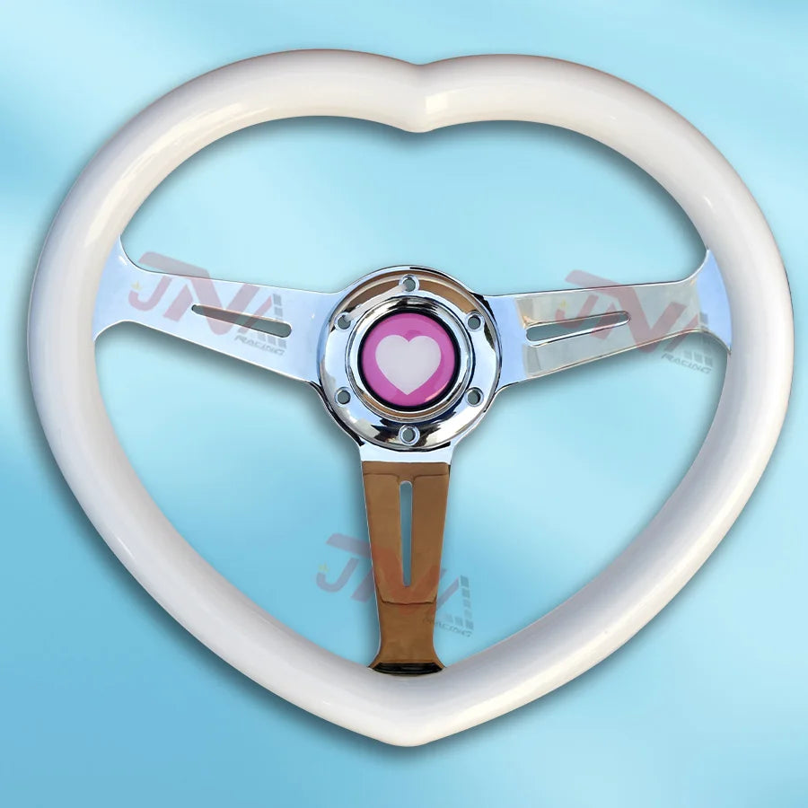 Yellow Heart Shape Racing Sports Car Steering Wheel JDM Style Aftermarket Steering Wheel