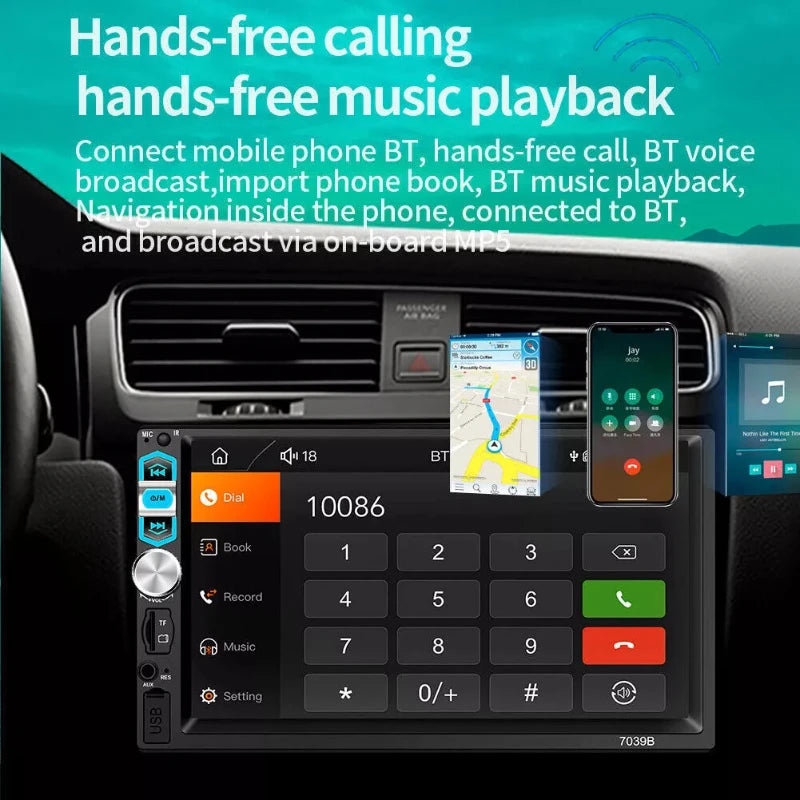 7-Inch Single-DIN Android Touchscreen Receiver with CarPlay & GPS