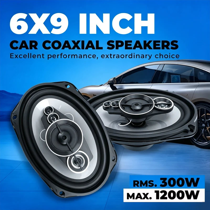 6x9-Inch 5-Way Coaxial Car Speakers, 1200W Peak, Pair