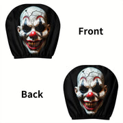 2-Piece Clown Print Car Headrest Covers – Universal Washable Interior Decor