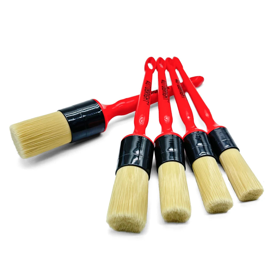 5-Piece Red Car Interior Detailing Brush Set