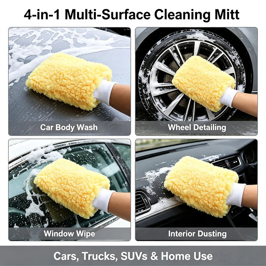 Dual-Sided Faux Wool Car Wash Mitt - 26 x 19 cm