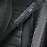 2-Piece Ford Logo Carbon-Pattern Seat Belt Shoulder Pads