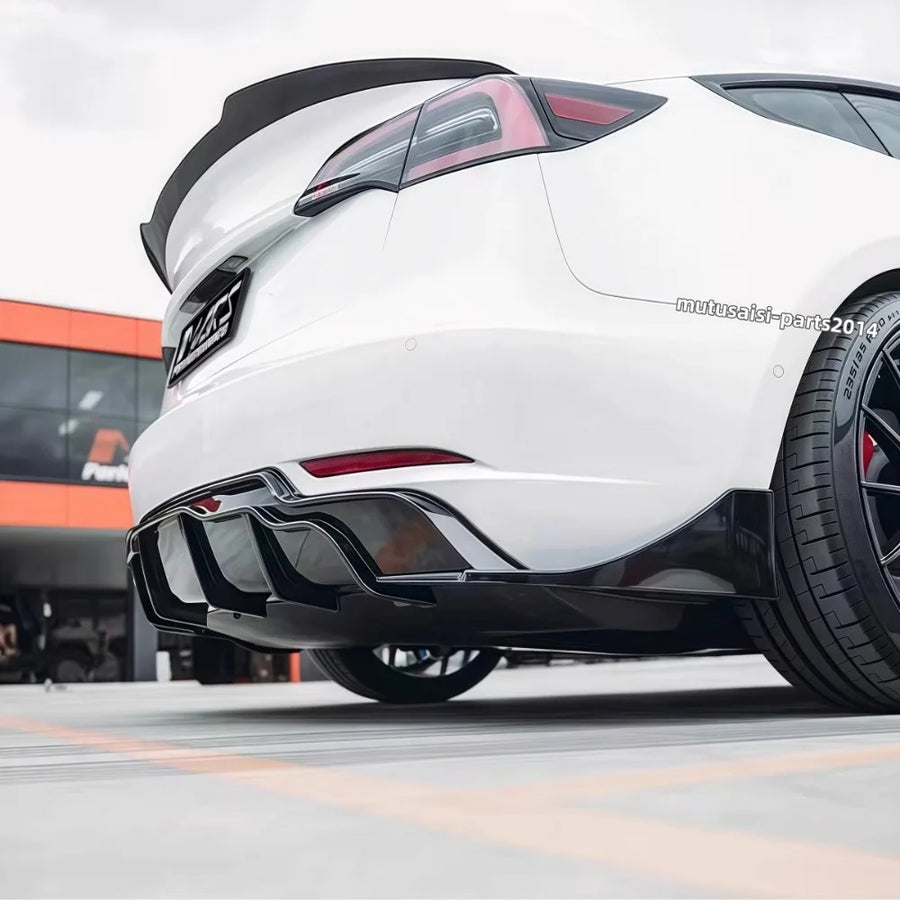 Gloss Black Rear Diffuser Extension for 2017–2023 Tesla Model 3
