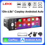 6.86-Inch IPS 1-DIN Wireless CarPlay and Android Auto Car Stereo