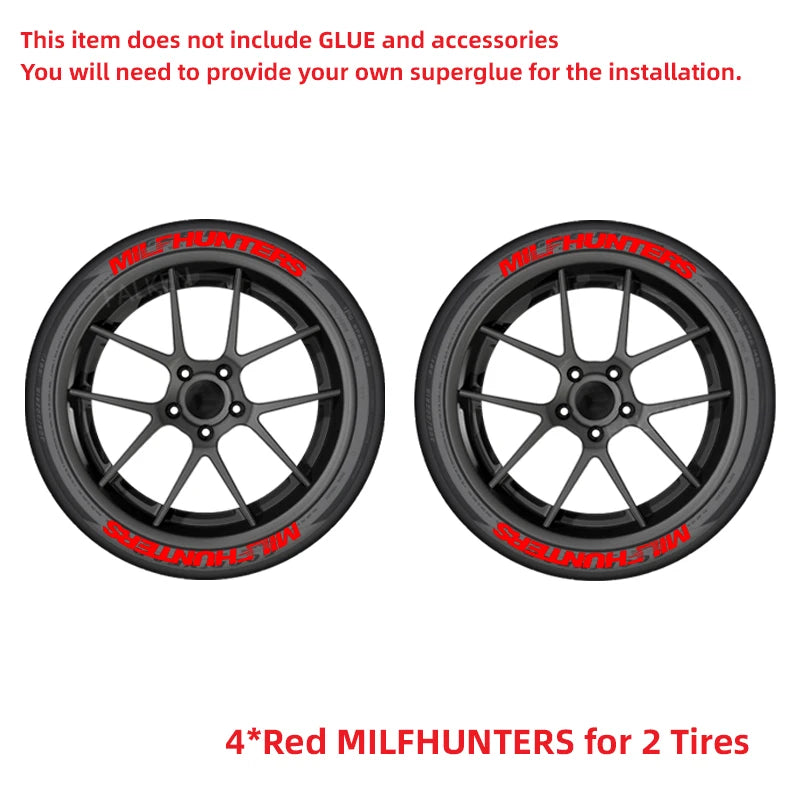 4-Piece 3D PVC Tire Letter Decal Set