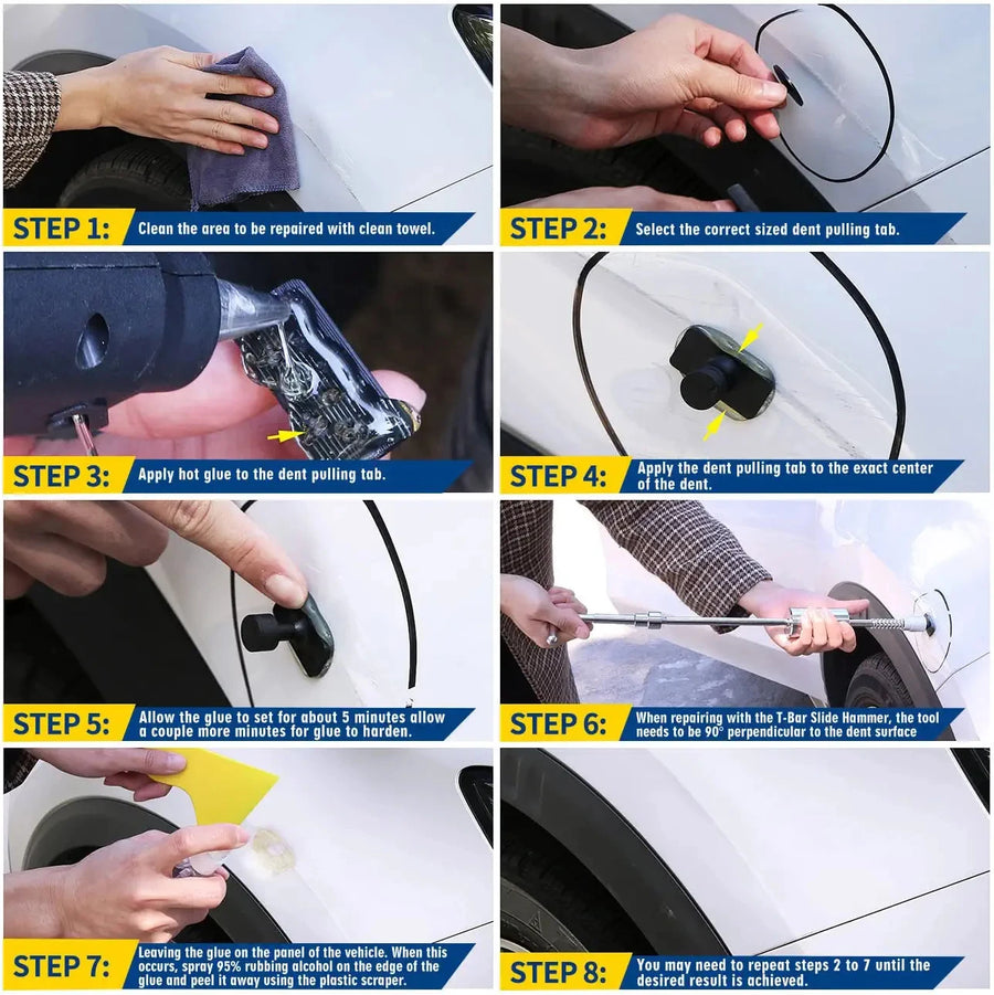 Paintless Dent Repair Puller Kit with Suction Cups