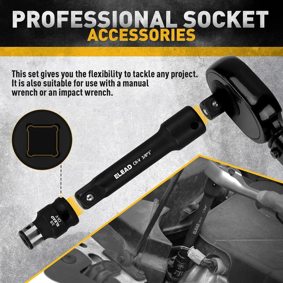 18-Piece Impact Socket Extension Bar, Adapter and Universal Joint Set