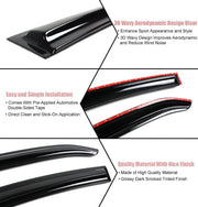 For 2008-2012 Honda Accord 4 Door Sedan Models Black Wavy Mugen Style Tinted Window Visor Rain Guard Vent