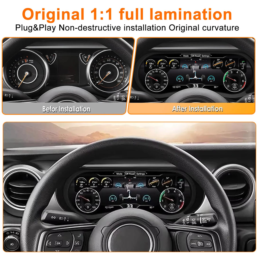 12.3-Inch Digital Gauge Cluster for Jeep Wrangler JL and Gladiator 2018–2023