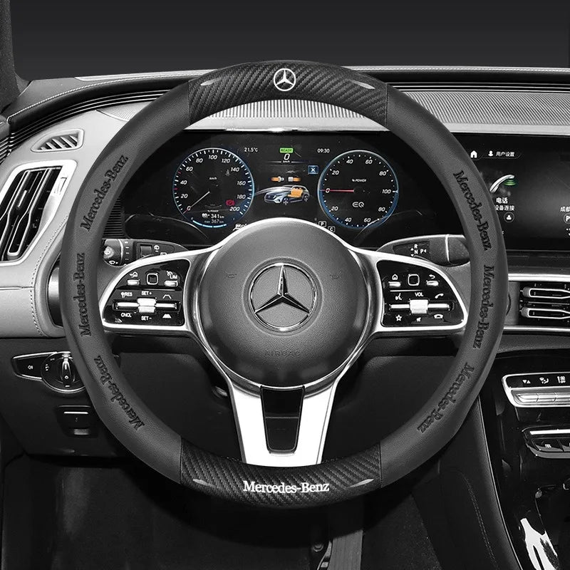 3D Carbon-Fiber-Texture Steering Wheel Cover – Mercedes-Benz