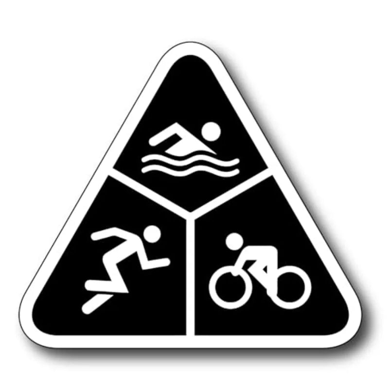 Triathlon Run Bike Swim 4 x 4-Inch Vinyl Bumper Sticker