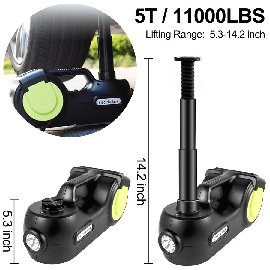 5-Ton 12V Electric Hydraulic Jack Kit with Impact Wrench and LED Light