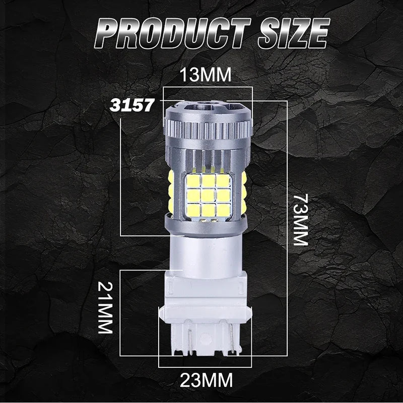 2-Piece 3157 LED Brake Light Bulb – White, CANBUS