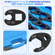 19-Piece Metric Flare Nut Wrench Set, 8-32mm