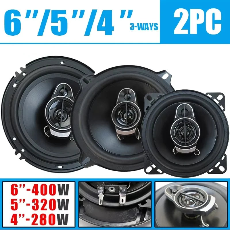 4-, 5- or 6-Inch 3-Way Coaxial Car Speakers – 280W to 400W