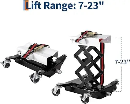 450 lbs Low Profile Transmission Jack with Safety Straps Auto Repair 2007-2023" Lift with 2m Safety Straps& 4 Brake Wheels, Black