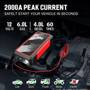 600A-2000A 12V Portable Car Jump Starter and Power Bank