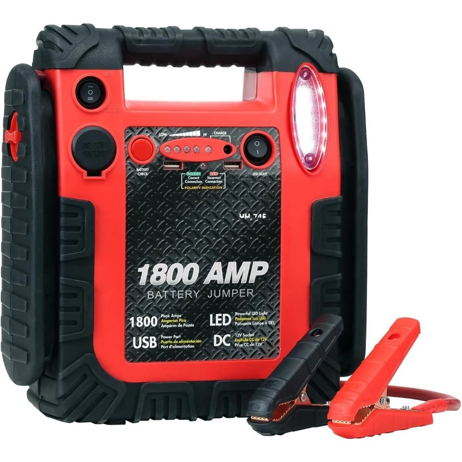1800A 12V Car Jump Starter with 20,000mAh Power Bank and LED Light