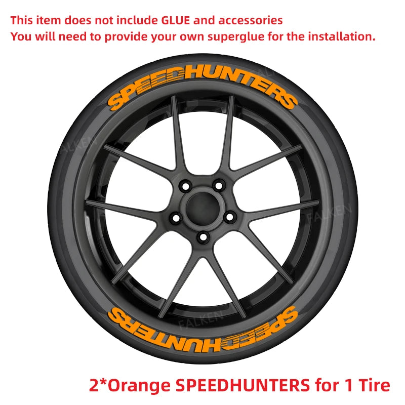 Orange Racing-Style 3D Tire Letter Decal Set