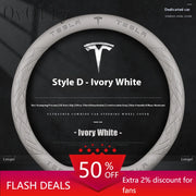 Anti-Slip Leather Steering Wheel Cover for Tesla Model 3, Y, S, X