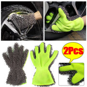 Five-Finger Microfiber Car Wash Gloves – 1 or 2 Pack