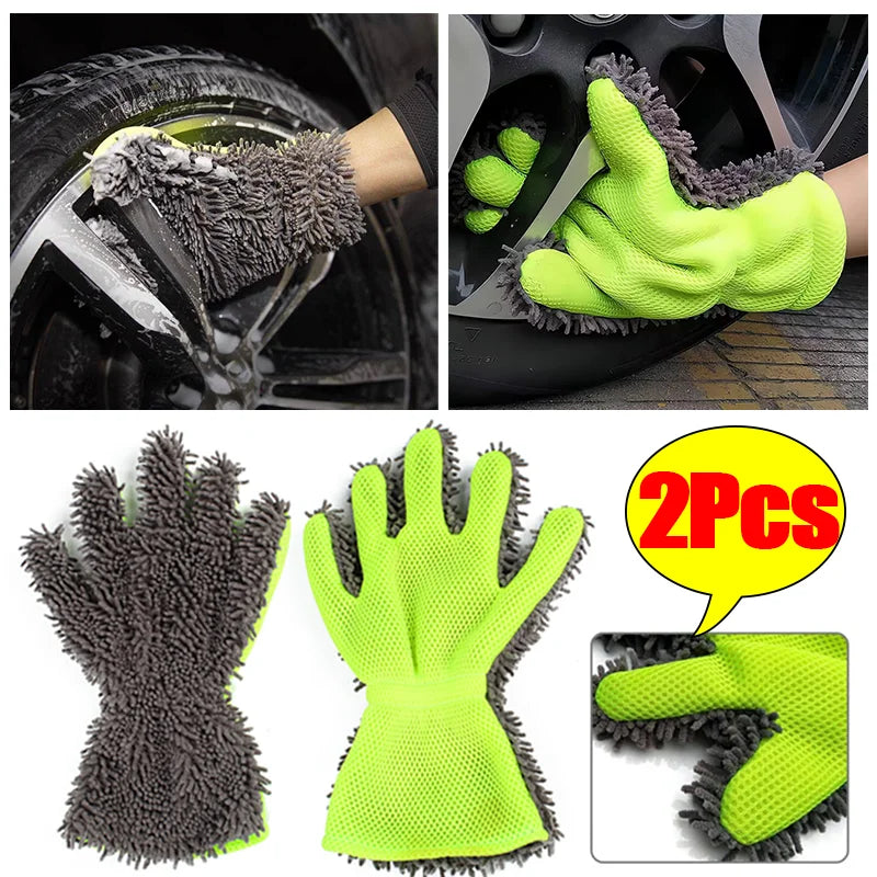 Five-Finger Microfiber Car Wash Gloves – 1 or 2 Pack