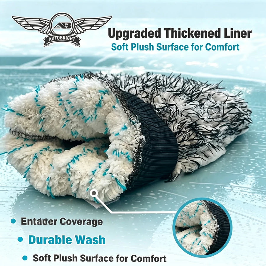Thick Double-Sided Microfiber Car Wash Mitt, 22 x 19 cm