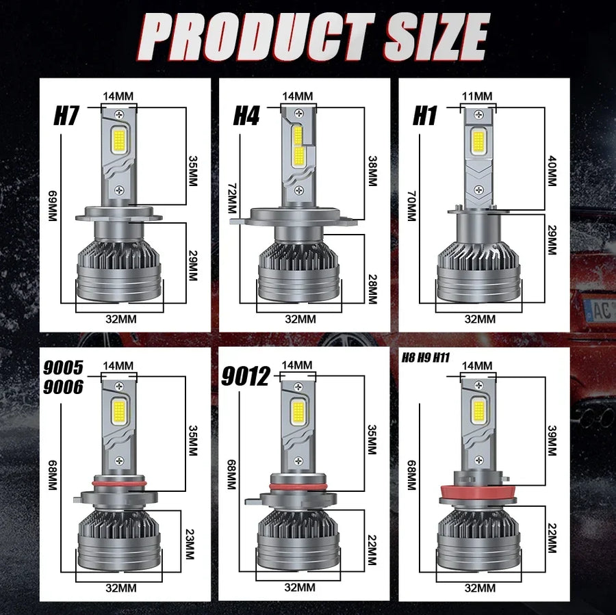 H1/H4/H7/H11/9005/9006 LED Headlight Bulb – 6000K, CANBUS