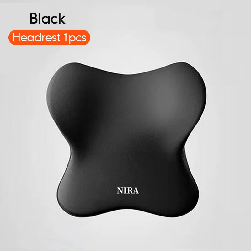 Universal Memory-Foam Car Neck Pillow and Lumbar Support Cushion Set