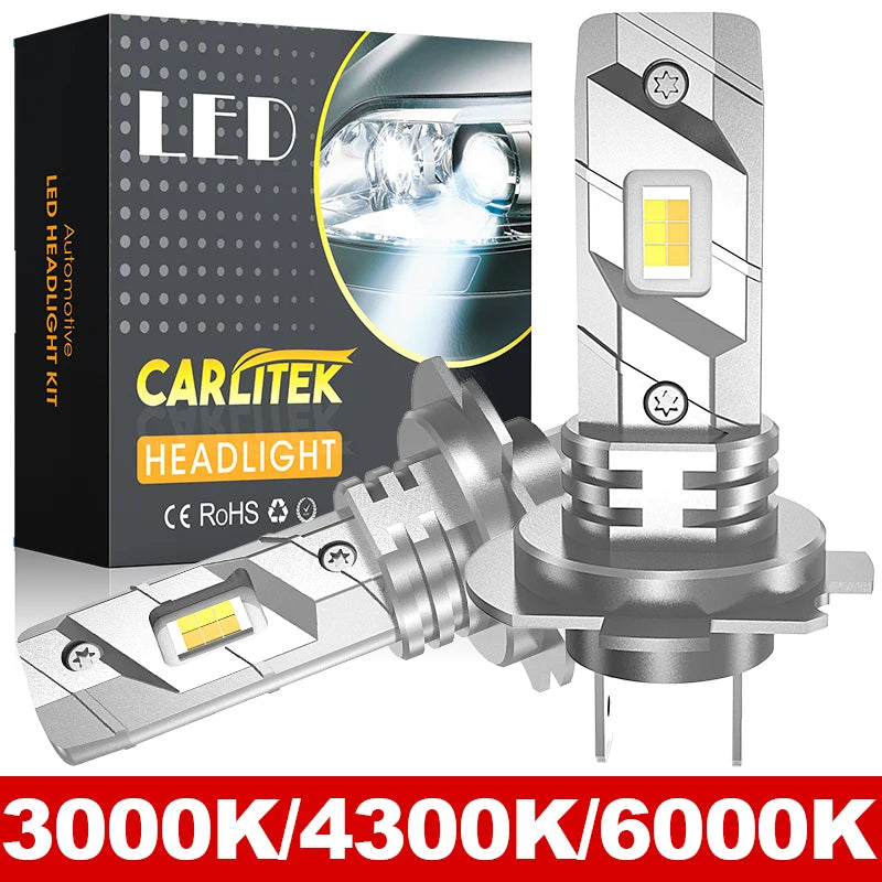 2-Piece H7 LED Headlight Bulb – 3000K/4300K/6000K, Compact