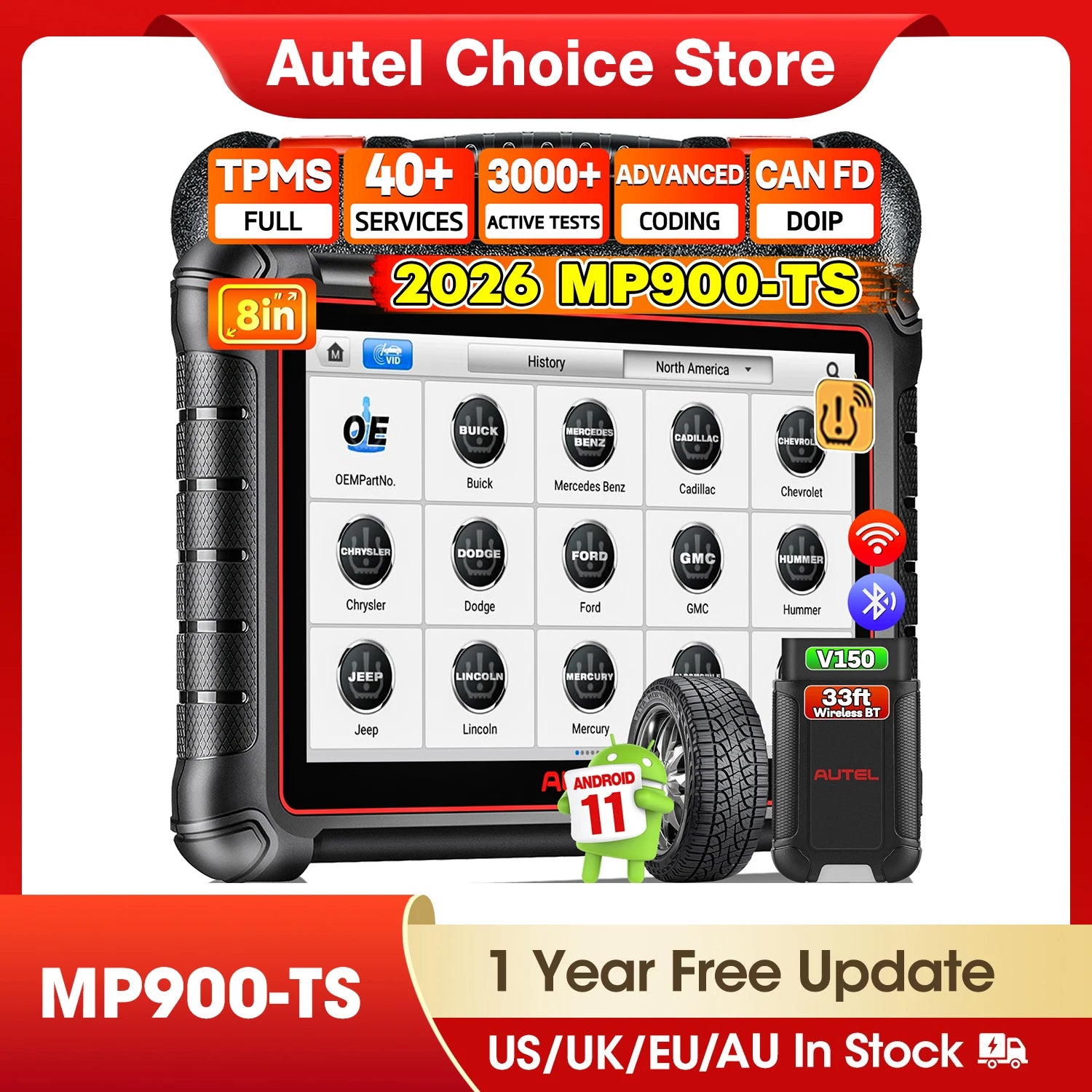 Autel MaxiPRO MP900-TS OBD2 and TPMS Diagnostic Scanner with ECU Coding