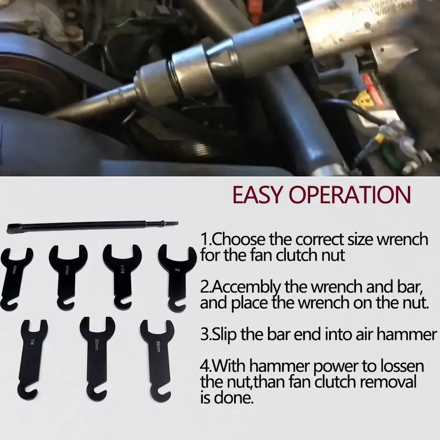 43300 Pneumatic Fan Clutch Wrench Set Removal Tool Gear Assisted Positioning Tool Fit for Ford for GM for