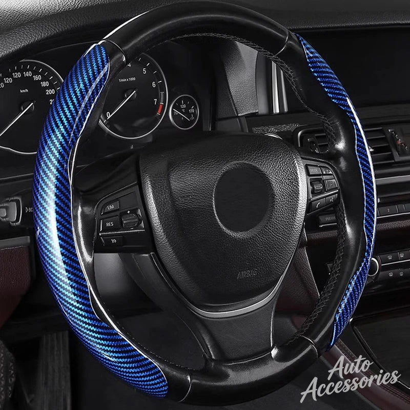 2-Piece M-Style Carbon-Fiber-Pattern Steering Wheel Cover