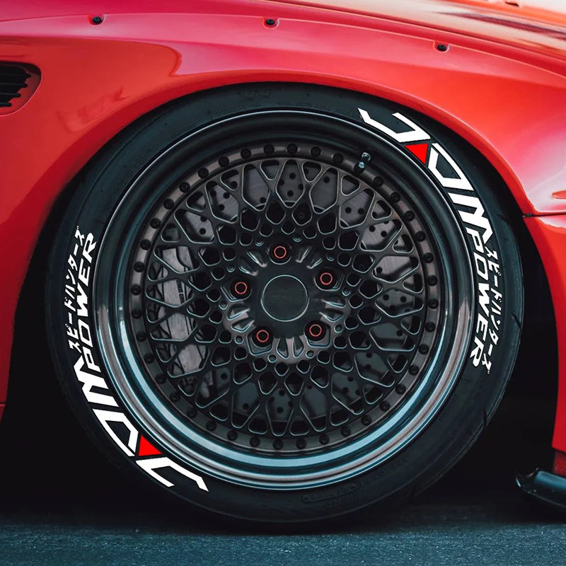 8 Pieces for Four Tires Japanese Tire Letters Stickers Pvc 3D Thickened and Auto Waterproof Tire Decor Stickers
