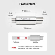 Universal Stainless Steel Universal Exhaust Muffler – 50mm