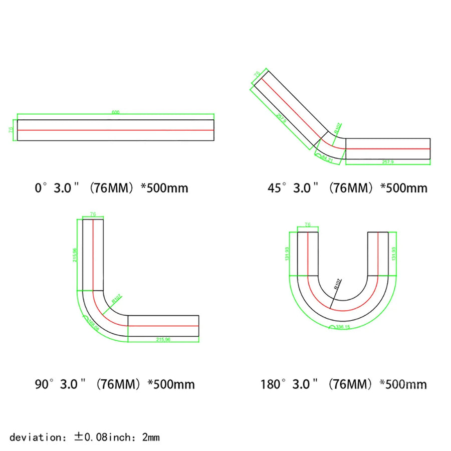 89mm Aluminum Cold Air Intake Pipe