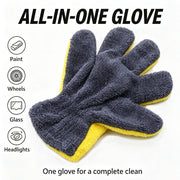 Five-Finger Microfiber Car Wash Glove, Yellow