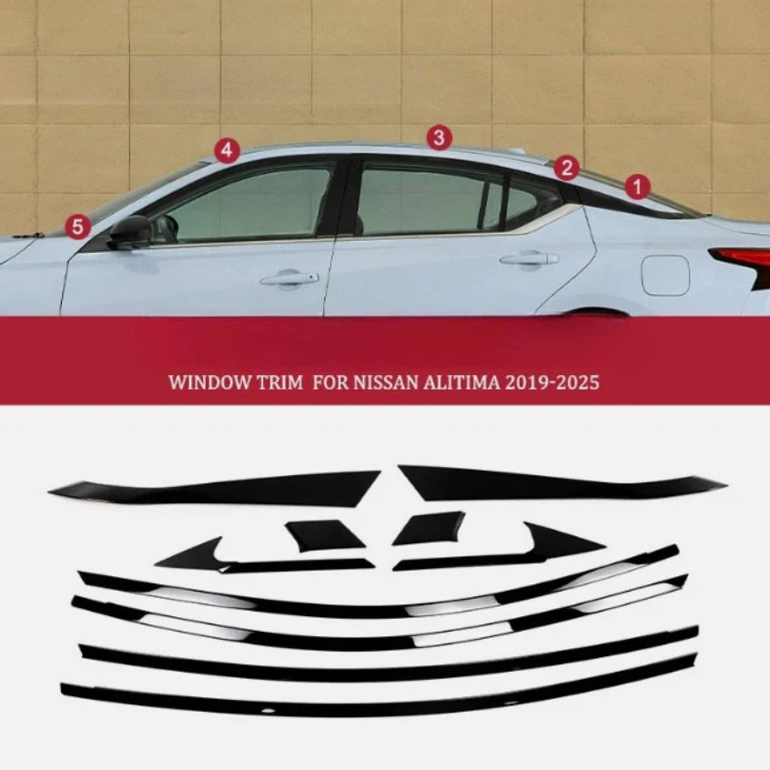 10-Piece Exterior Window Trim Set for Nissan Altima 2019-2025