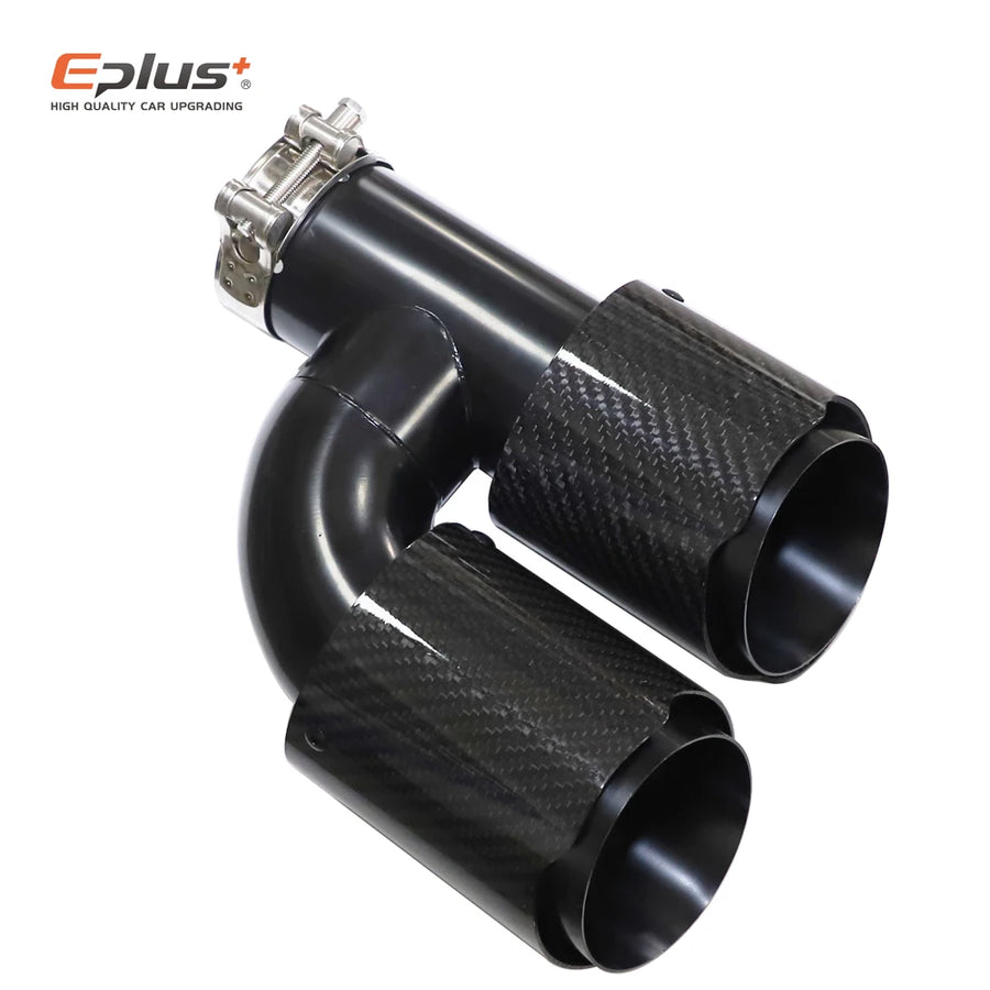 Universal H-Shaped Dual-Outlet Carbon-Fiber & Stainless Steel Exhaust Tip
