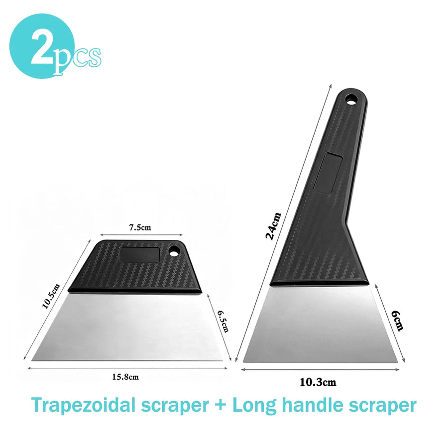 Stainless Steel Vinyl Wrap Squeegees - Long or Short Handle