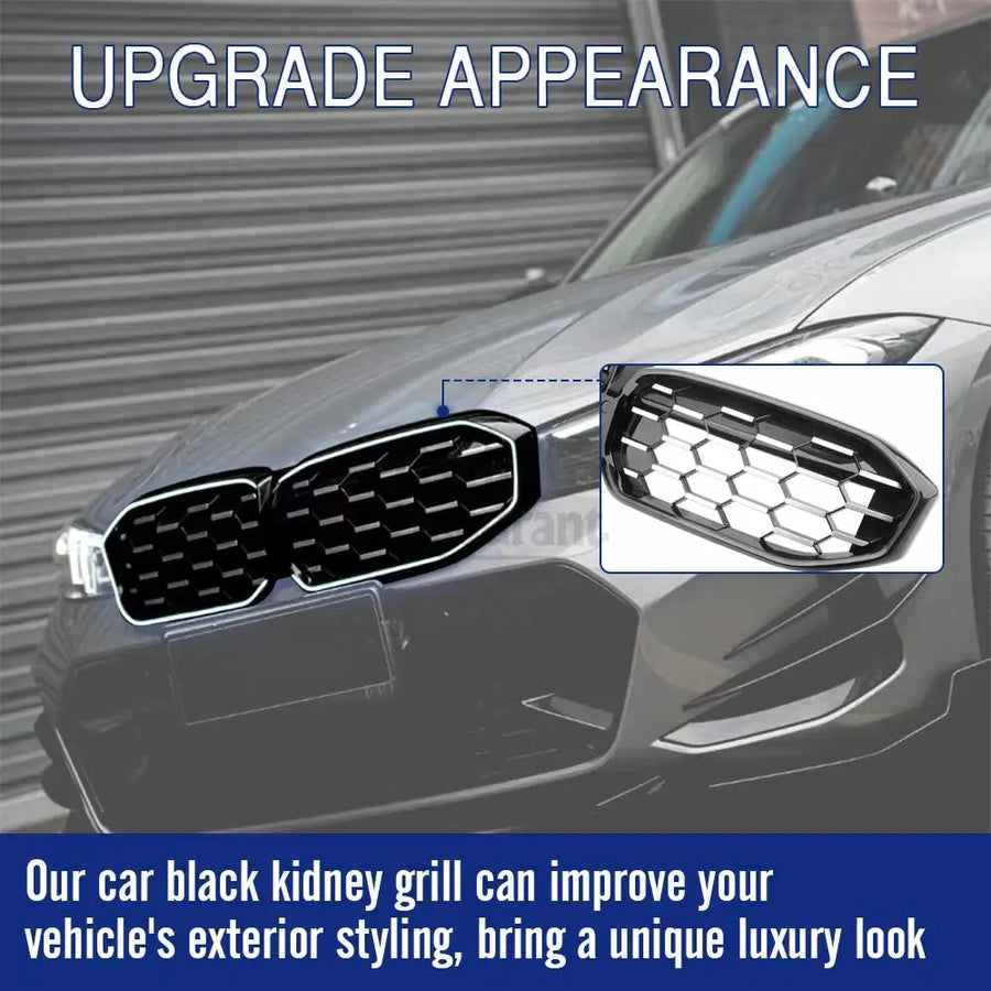 1-Piece Front Bumper Grill Grille Glossy Black with LED for BMW 3 Series 2023 24-IN G20 LCI Sedan 320i