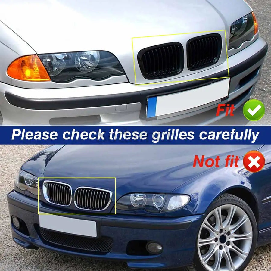 Front Kidney Grill Grille Glossy Black ABS Car for BMW E46 4 Door Wagon/Touring& Sedan/Saloon(320i 323i