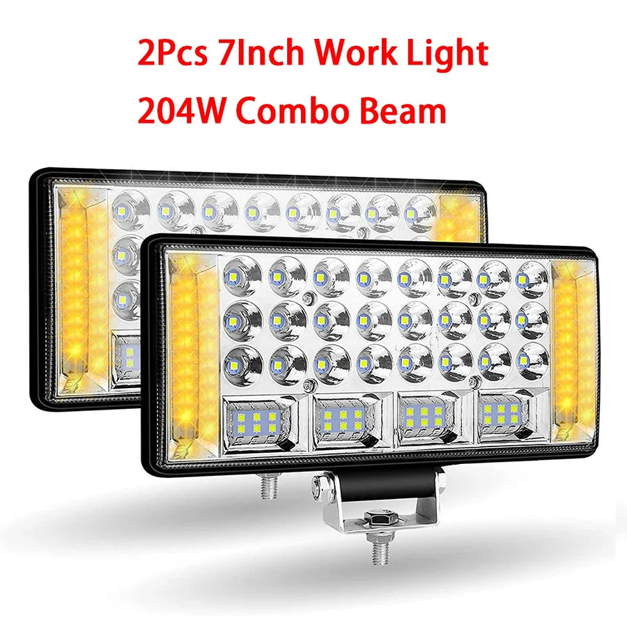 2-Piece 4-Inch/5-Inch/6-Inch/7-Inch LED Work Light Bar – Spot/Flood Combo, 12V–24V