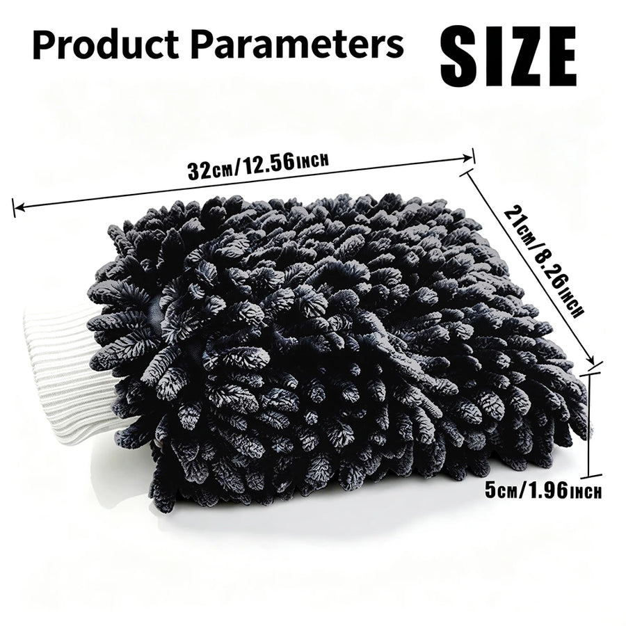 XL Charcoal Grey Chenille Microfiber Car Wash Mitt