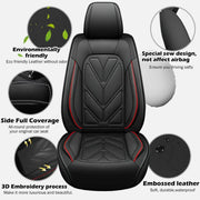 Universal PU-Leather 5-Seat Cover Set – Black or Black/Red
