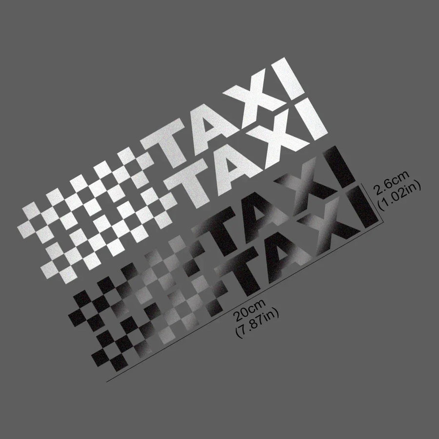 Reflective Taxi-Style Vehicle Decal Pair – 20 × 2.6 cm